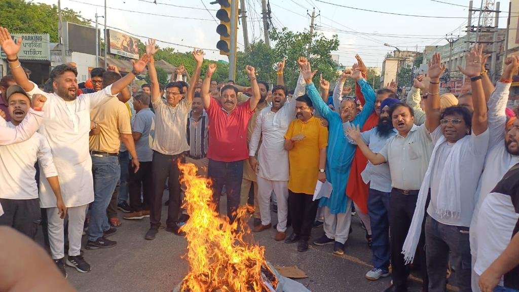 हरियाणा मी दंगों की ख़िलाफ़ बजरंग दल का देशव्यापी प्रदर्शन