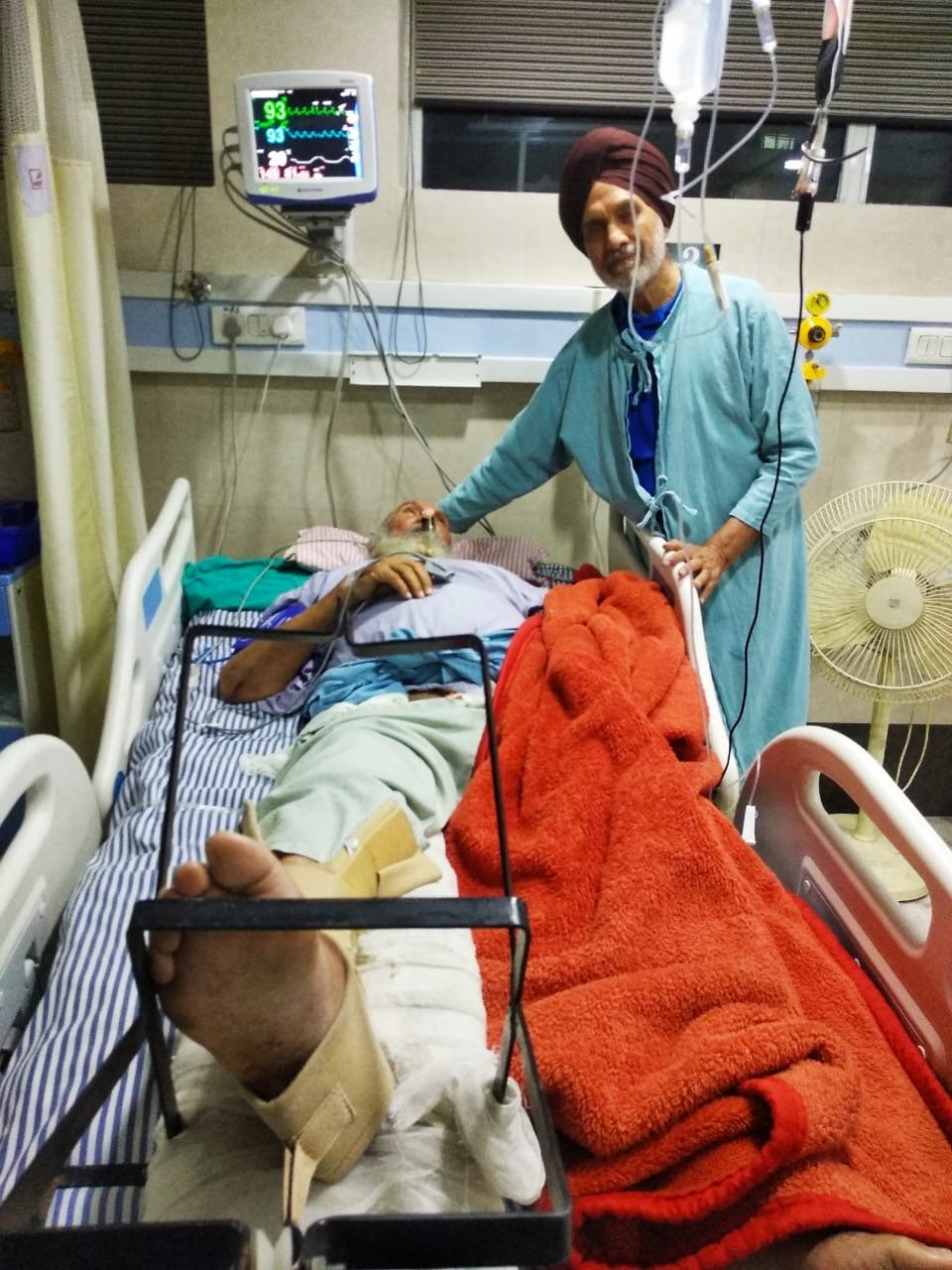 Old man injured by stray animal recovering at hospital