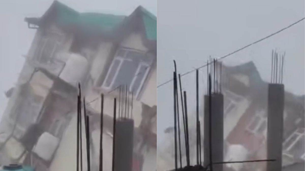 शिमला में सैकिंडों में गिर गई 5 मंजिला इमारत, लोगों की जान पर बनी