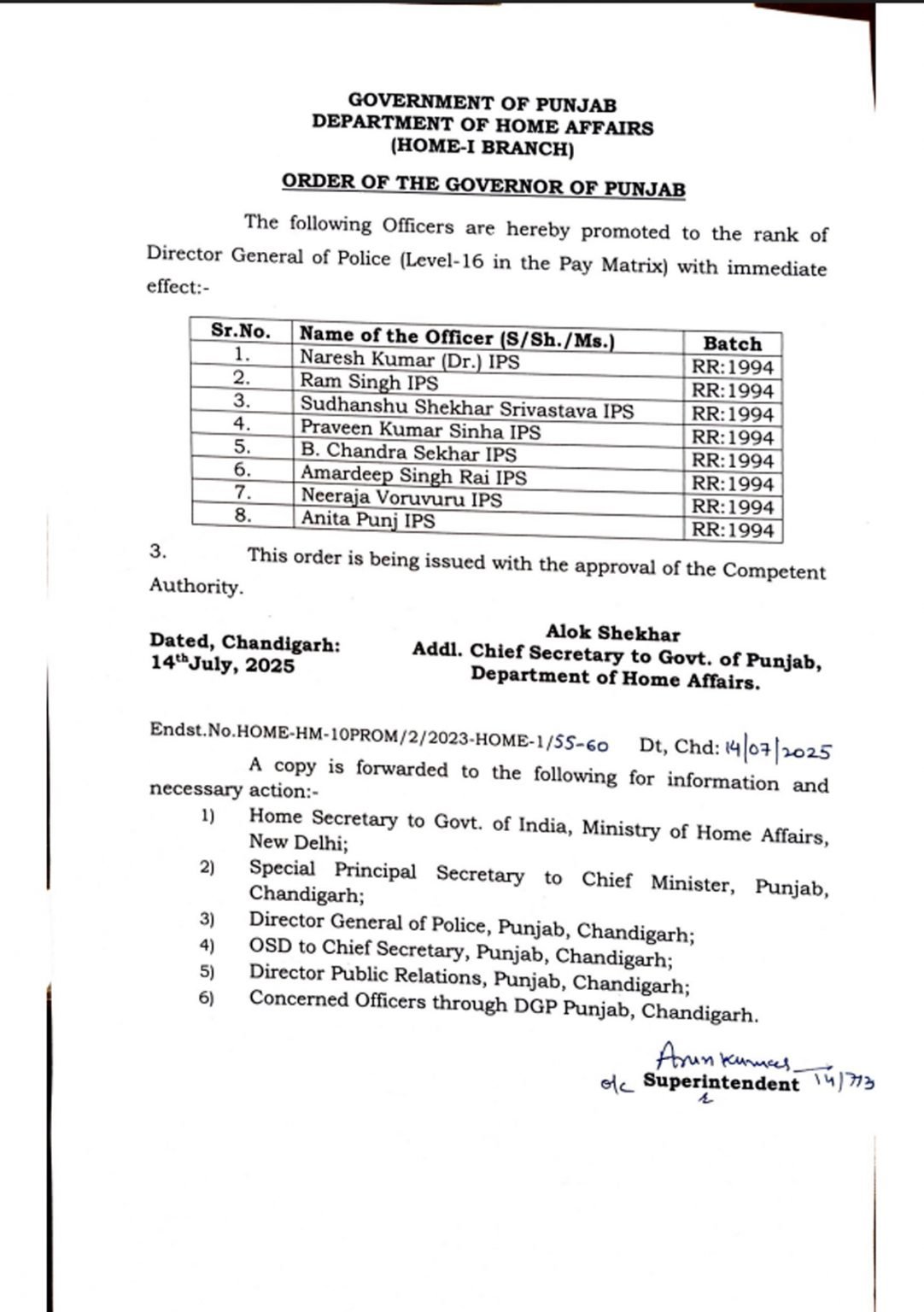 पंजाब सरकार ने 8 IPS अधिकारियों को किया Promote Read List 