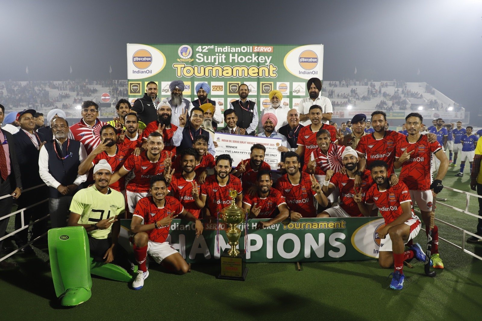 इंडियन ऑयल मुंबई ने इंडियन रेलवे दिल्ली को 2-1 से हराकर जीता 42वां इंडियन ऑयल सर्वो सुरजीत हॉकी टूर्नामेंट