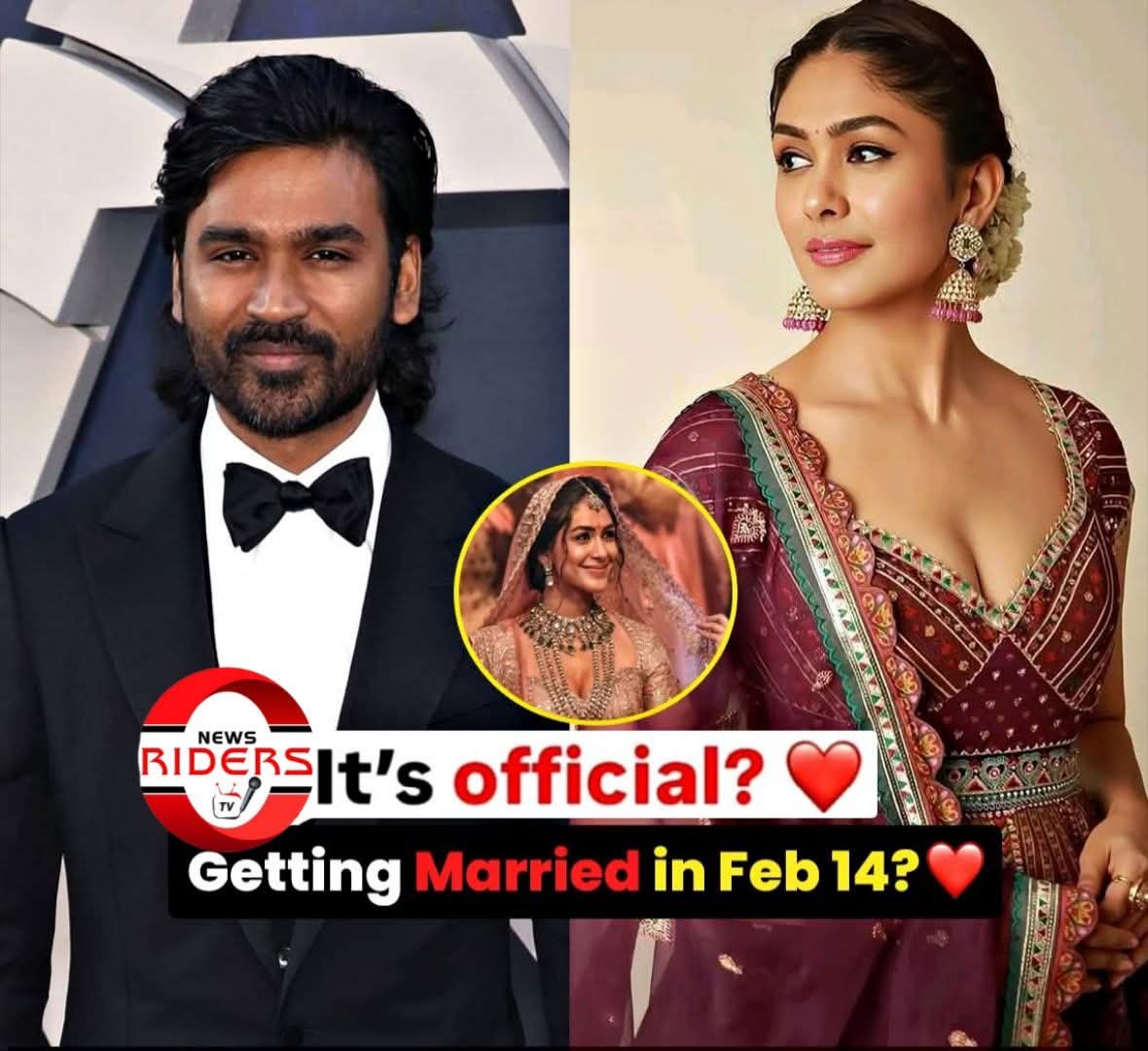 Dhanush and that too on Valentine’s Day, February 14, 2026❤️✨ Mrunal 