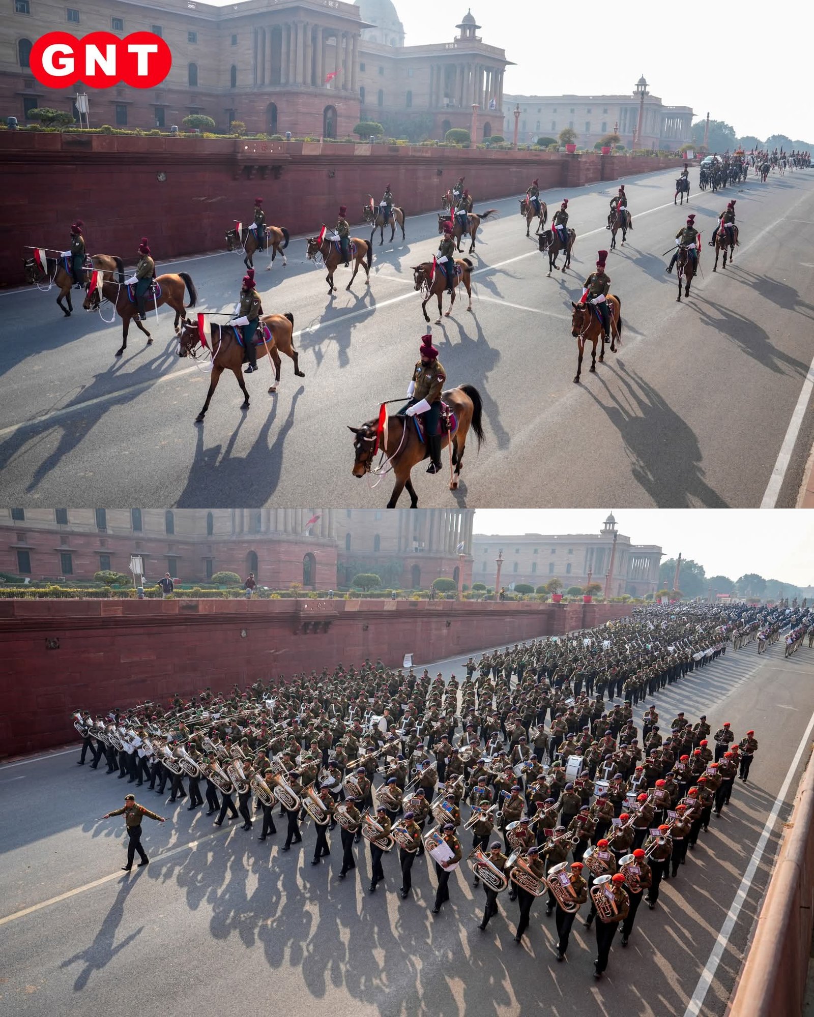 नई दिल्ली के विजय चौक पर बीटिंग रिट्रीट समारोह की रिहर्सल के दौरान भारतीय सेना की परंपरा, अनुशासन और गौरव का भव्य नज़ारा देखने को मिला